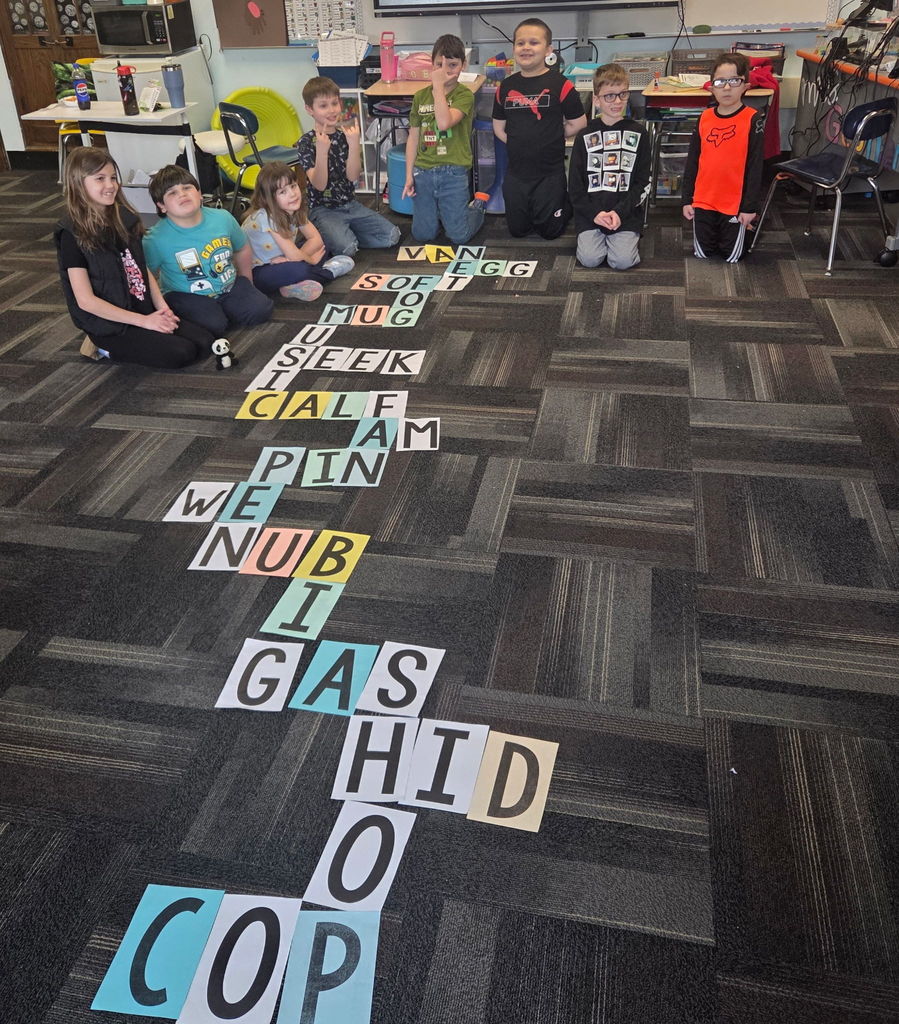 Scenes from Mrs. Lindsey Gephart’s students’ game of giant Scrabble earlier this week. 