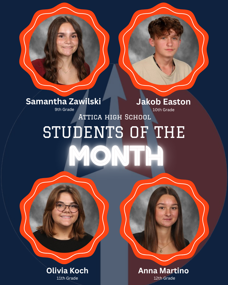 Attica High School students of the month. 