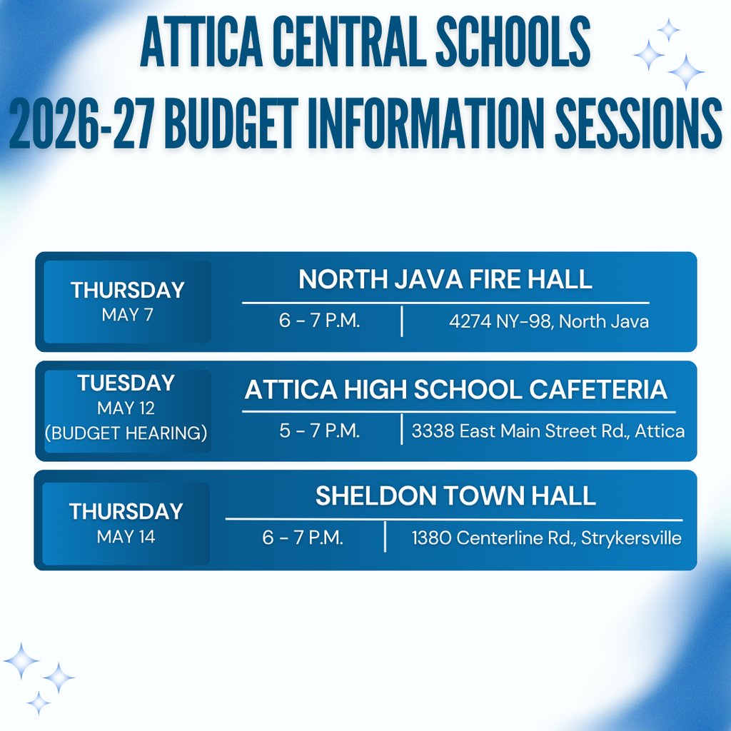 Budget information sessions graphic.