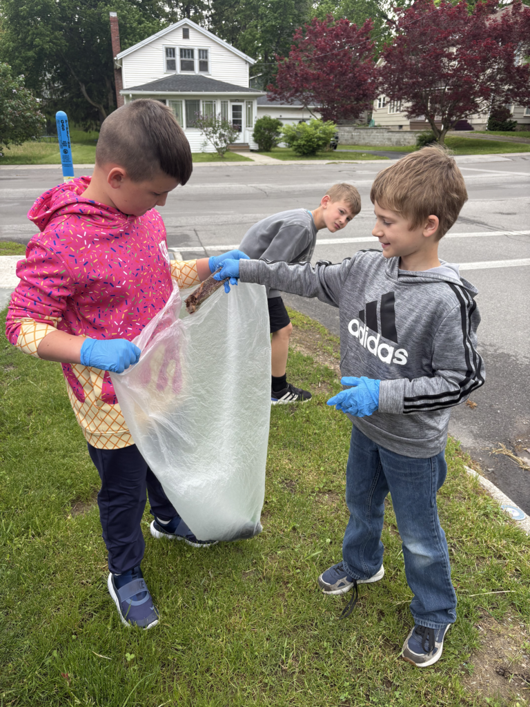 Scenes from Ms. Lauren Kocher’s third grade class’s and Mrs. Dylah Fagan’s first grade class’s service project clean up. 
