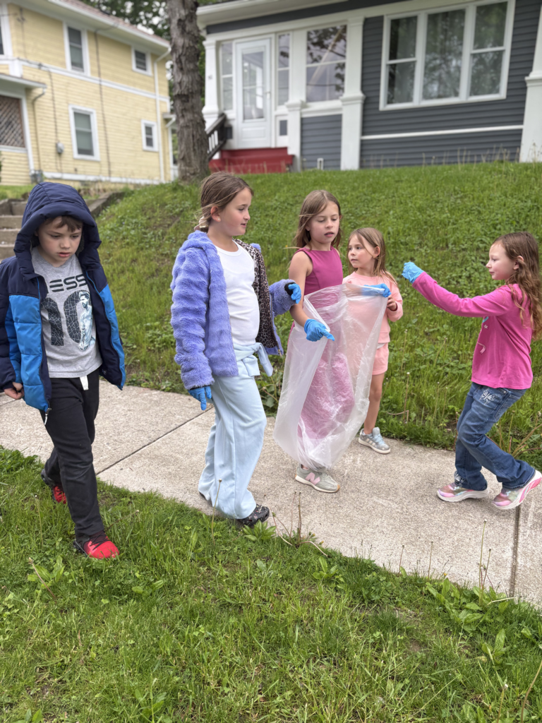 Scenes from Ms. Lauren Kocher’s third grade class’s and Mrs. Dylah Fagan’s first grade class’s service project clean up. 