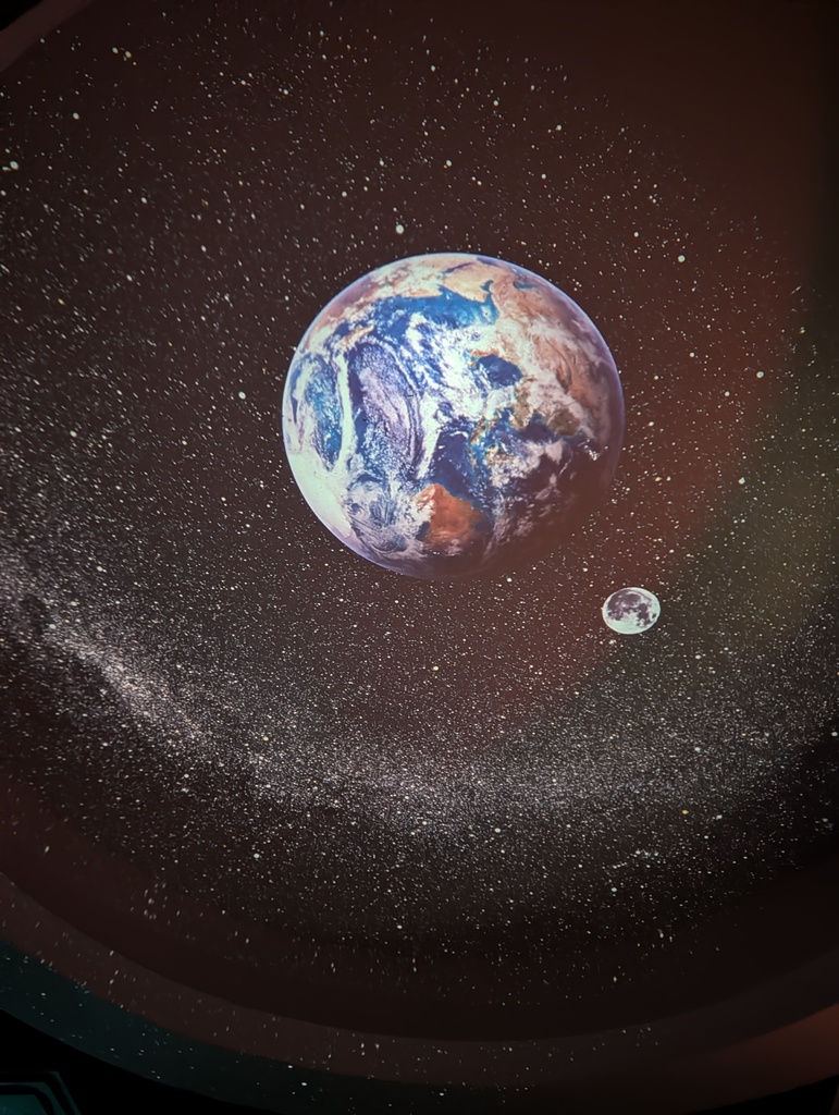 Our view of the Earth and Moon from the Planetarium space.