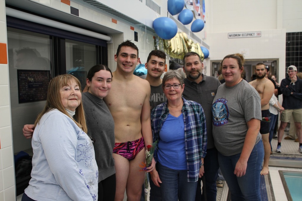 Senior swimmers are pictured during Senior Night Thursday following their home meet against Harley-Allendale Columbia. 