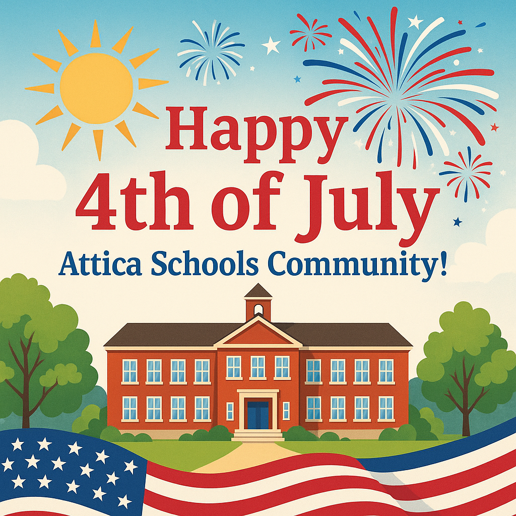 Summer sunshine, fireworks, and school building - Happy 4th of July!