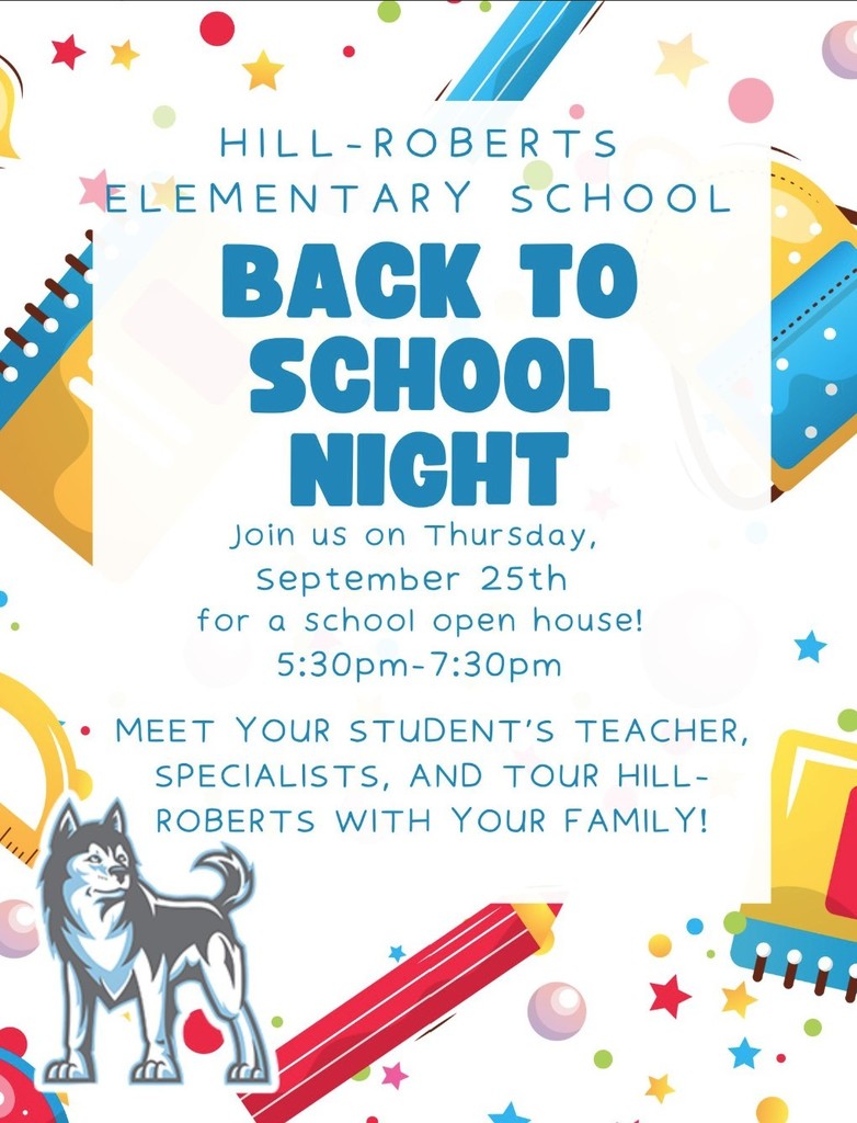 Back to School Night 9.25.25 flyer with HRES logo