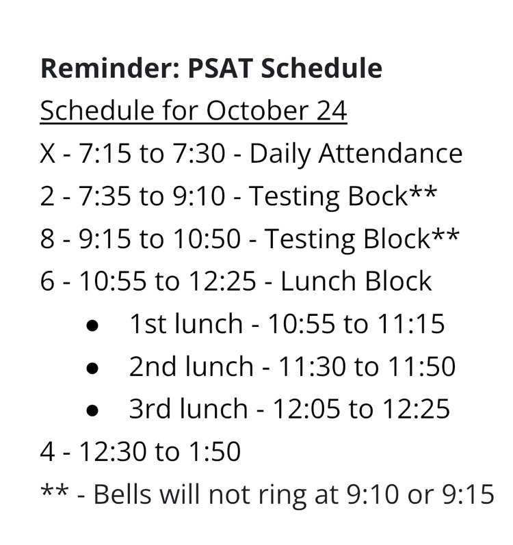 PSAT Schedule