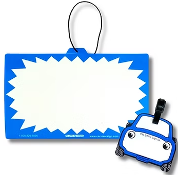 Visor Sign and Backpack Tag