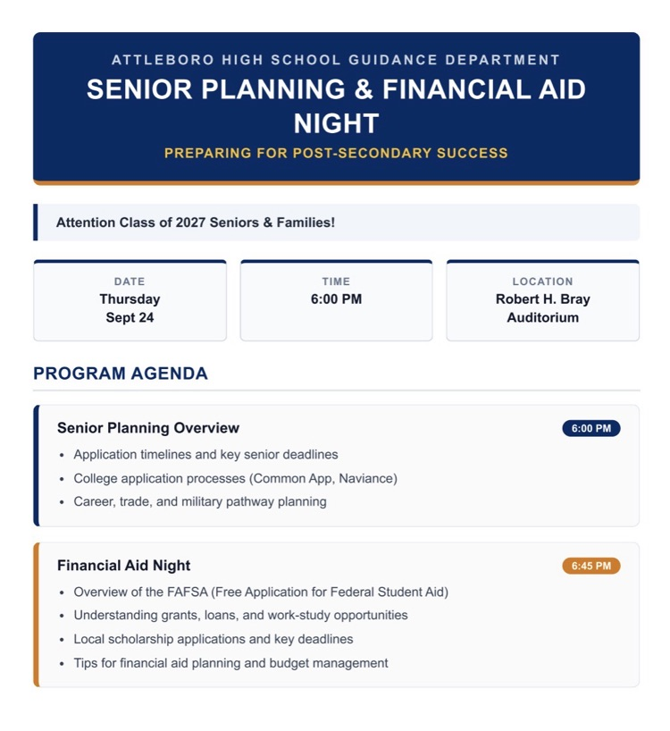senior planning and financial aide night flyer 