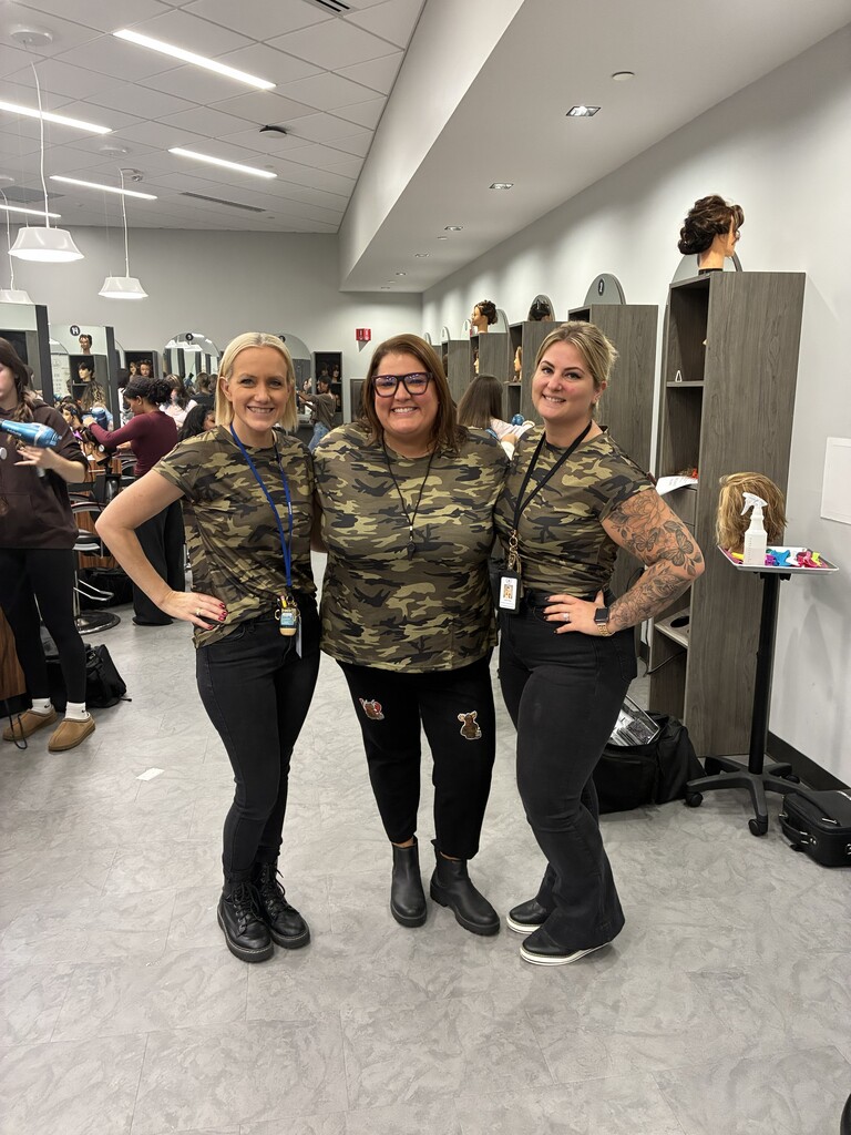 Cosmetology teachers in their 'Boot Camp' Gear!