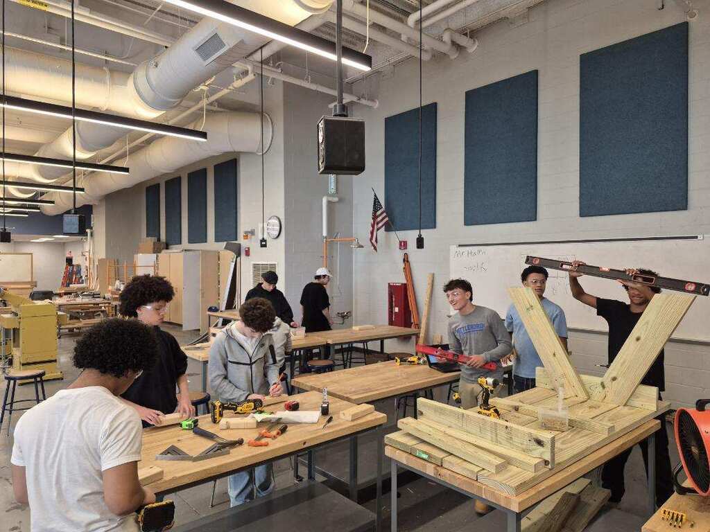 Sophomore Carpenters - picnic tables in process!