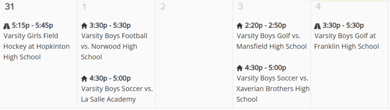 Athletics Calendar