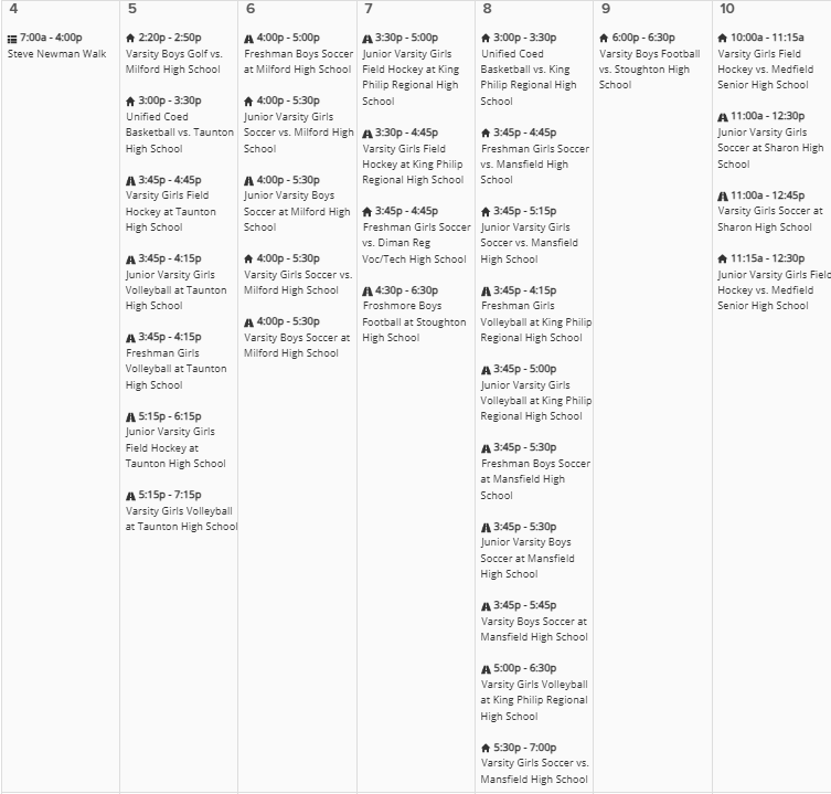 Athletics Calendar