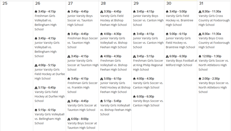 Athletics Schedule