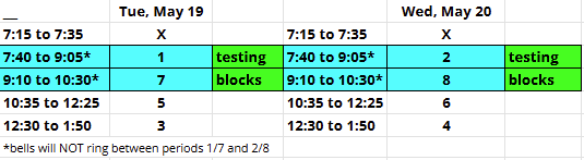 mcas calendar