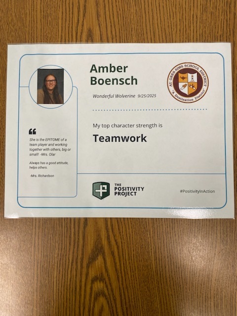 11th Grade:  Amber Boensch