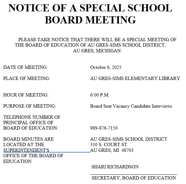 Special Meeting Notice