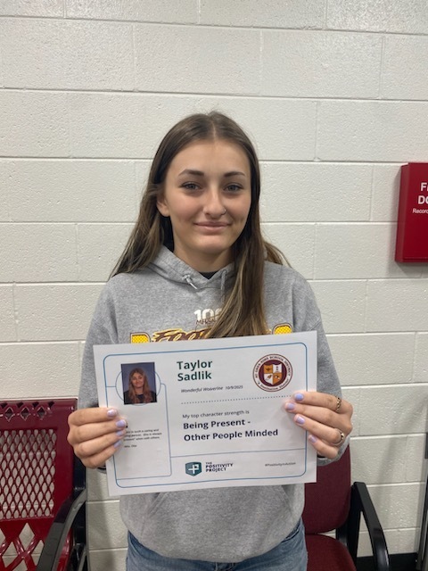 10th Grade: Taylor Sadlik - Nominated by Mrs. Olar