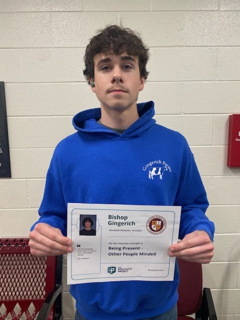11th Grade: Bishop Gingerich - Nominated by Mrs. Richardson