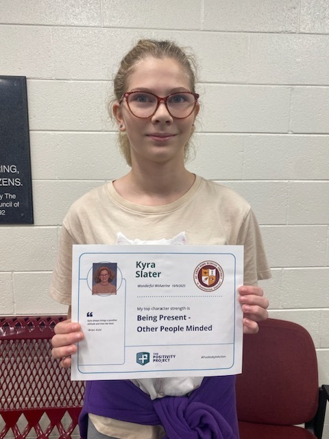 8th Grade: Kyra Slater - Nominated by Mr. Kohl