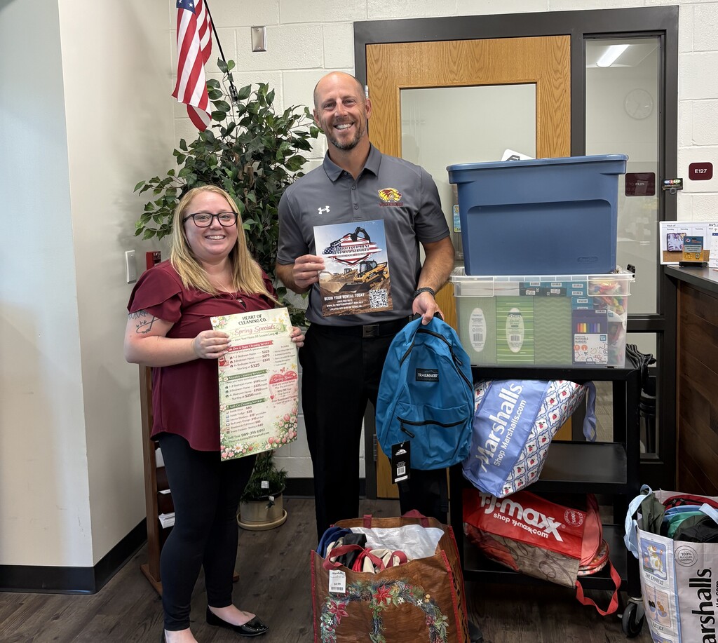 Thank you picture of back to school donations. 