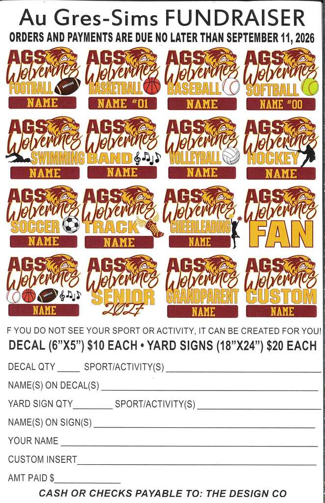 Yard sign and decal fundraiser order form