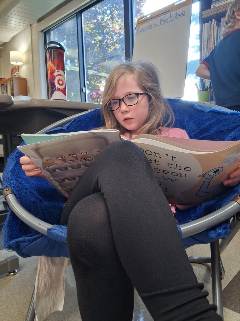 Student reading in comfortable chair