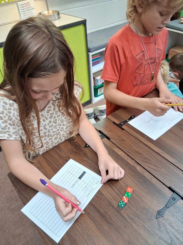 Students playing dice game