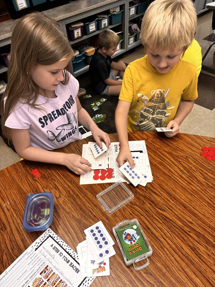 Students playing a learning math game. 
