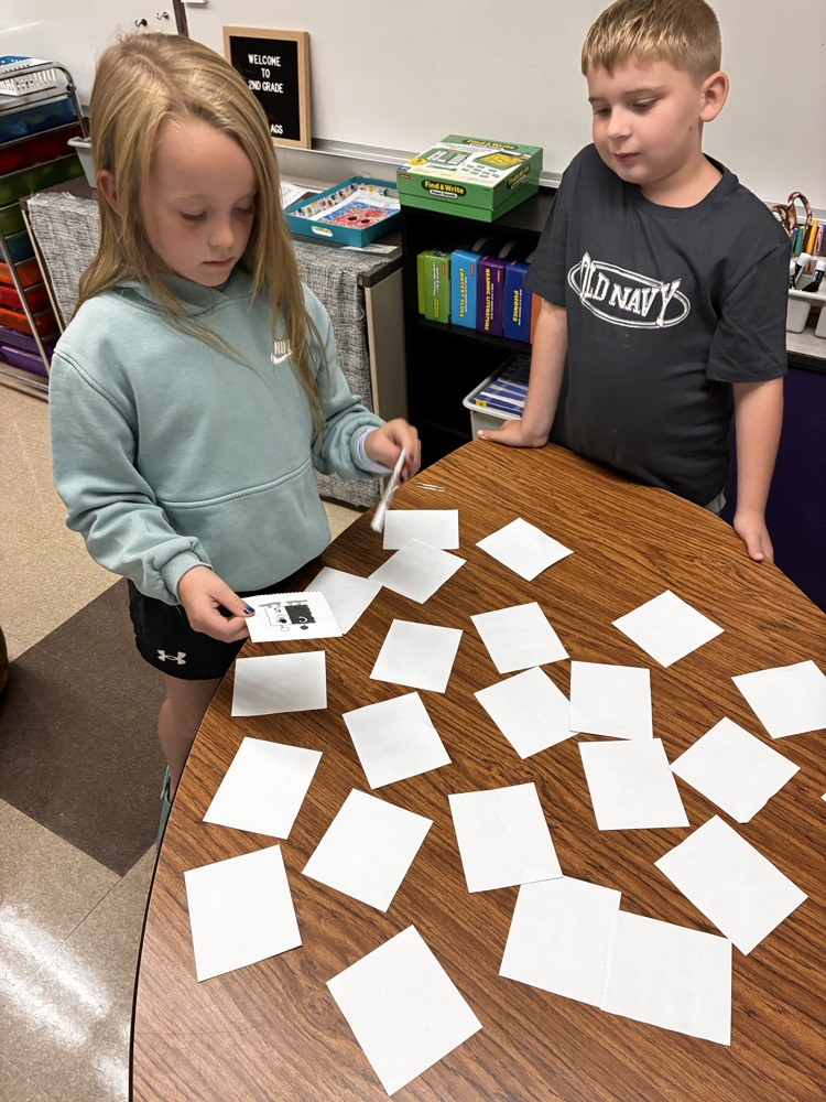 Students playing a learning math game. 