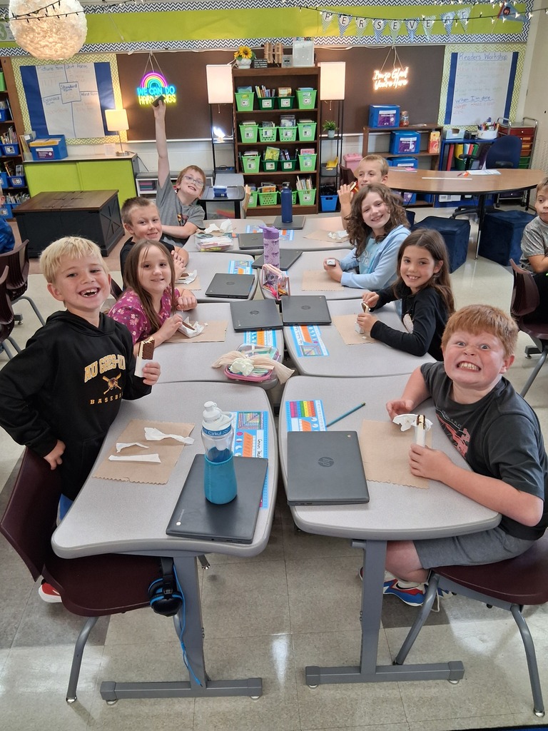 Students enjoying a birthday snack