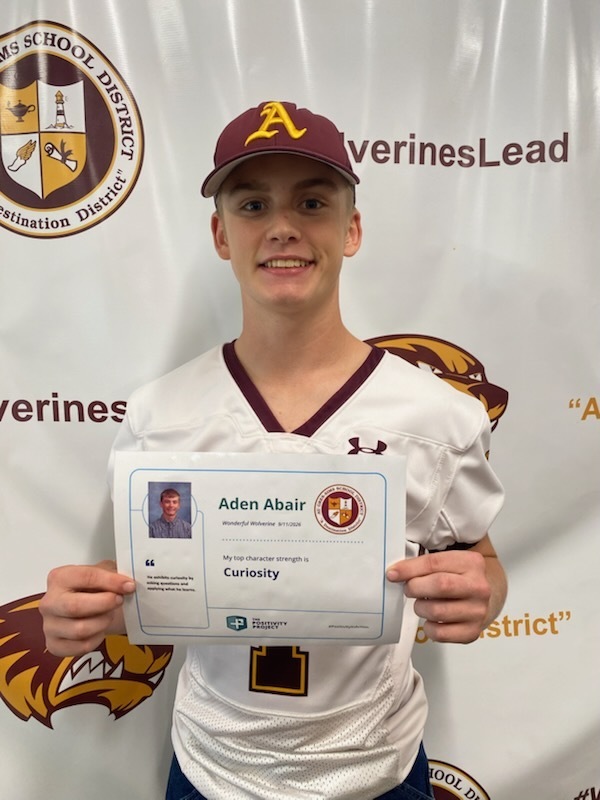 11th Grade: Aden Abair - Nominated by Ms. Richardson & Mrs. Gordon