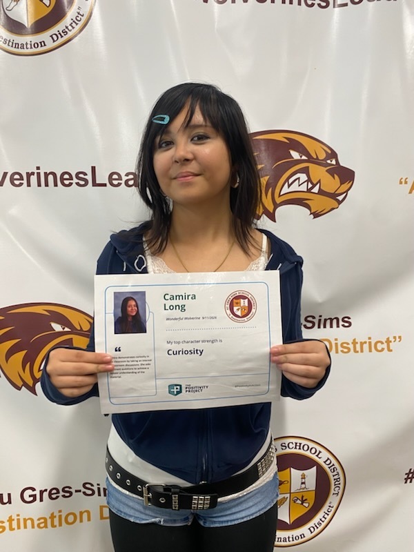 8th Grade: Camira Long - Nominated by Mr. Dittenber & Mr. Kohl