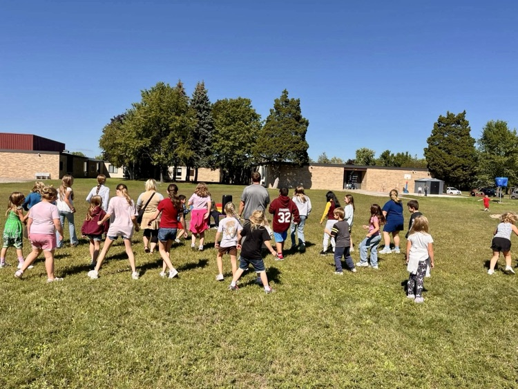 Mr Blackmore leading the kids in the Cupid shuffle 