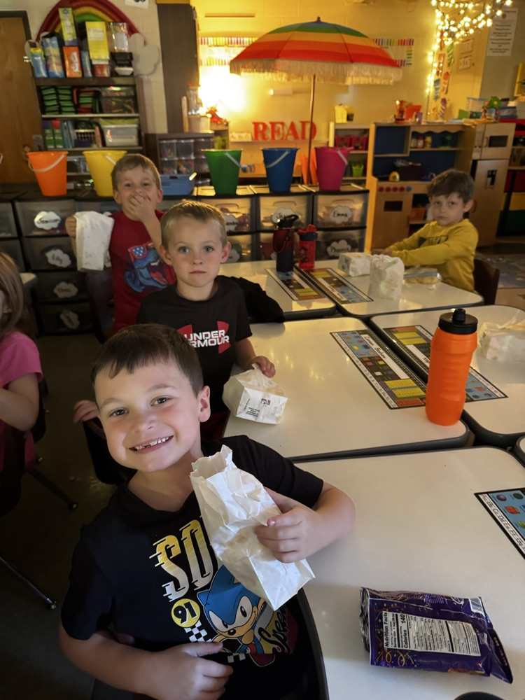 students enjoying popcorn