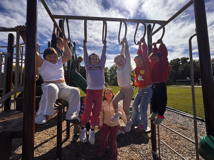 kids hanging on the monkey bars