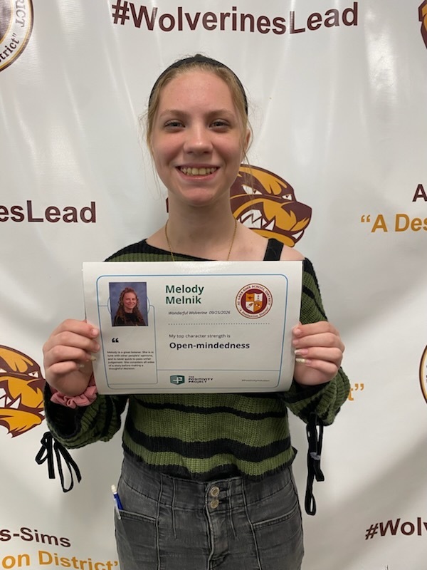 10th Grade: Melody Melnik - Nominated by Mr. Freeman