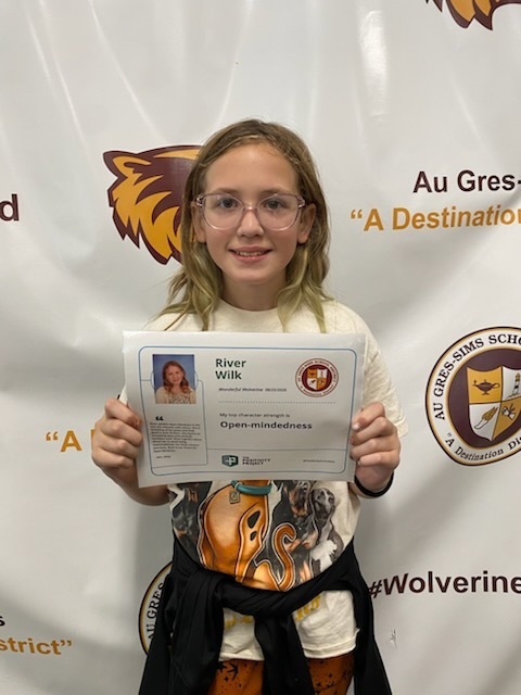6th Grade: River Wilk - Nominated by Mrs. Ming