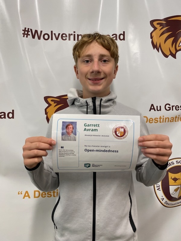 11th Grade: Garrett Avram - Nominated by Mrs. Gordon