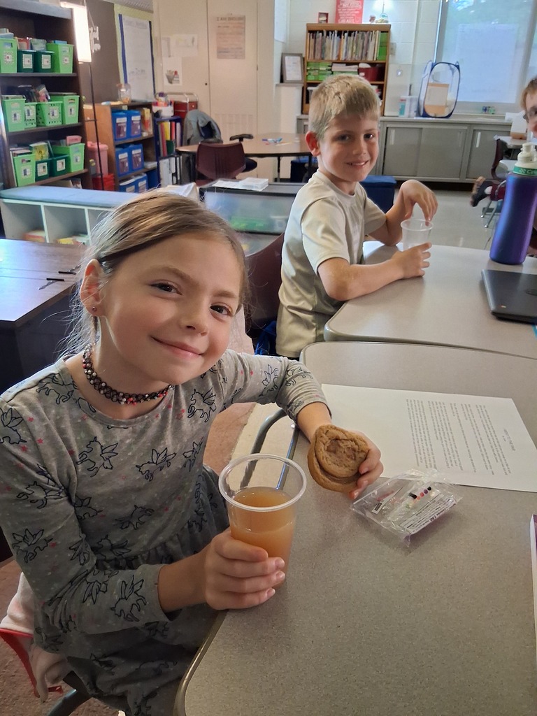 Students enjoying a fall snack