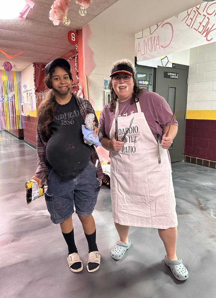 Teacher and student dress up for BBQ spirit day!