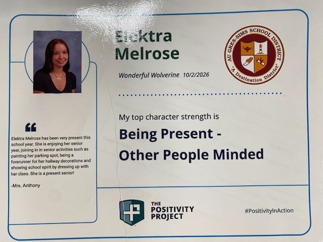 12th Grade: Elektra Melrose - Nominated by Mrs. Anthony