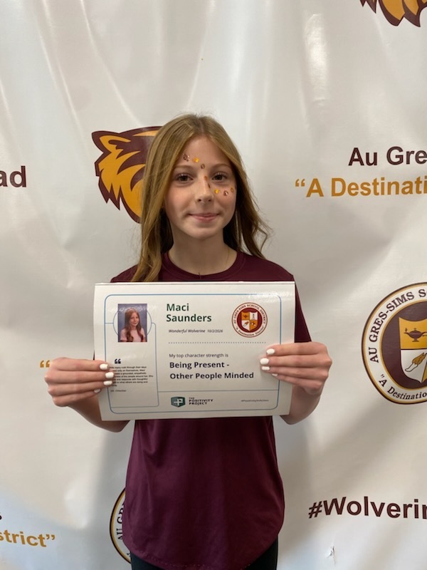 8th Grade: Maci Saundersl - Nominated by Mr. Dittenber