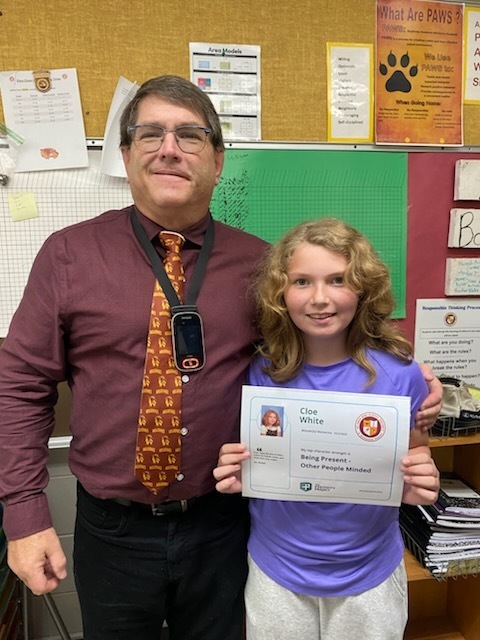 5th Grade: Cloe White Nominated by Mr. Bartlett