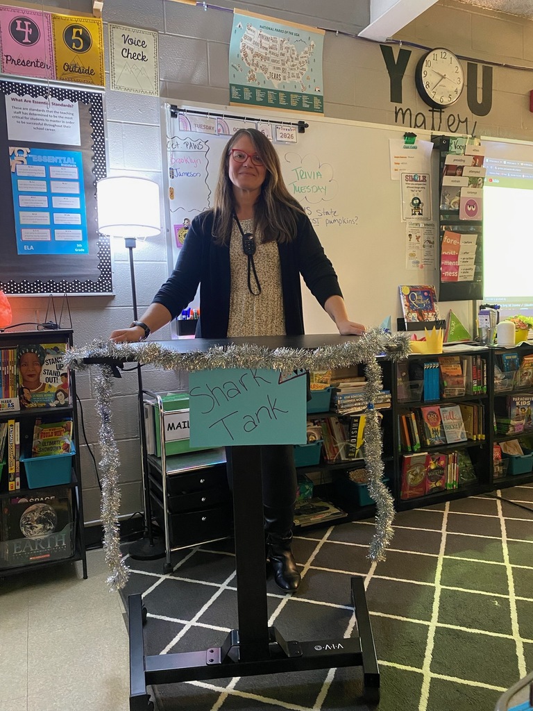Mrs. Wilk with her new standing desk