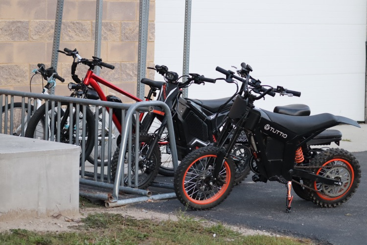 bikes in the holder at school