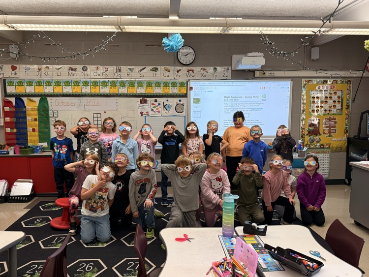students wearing homemade sunglasses