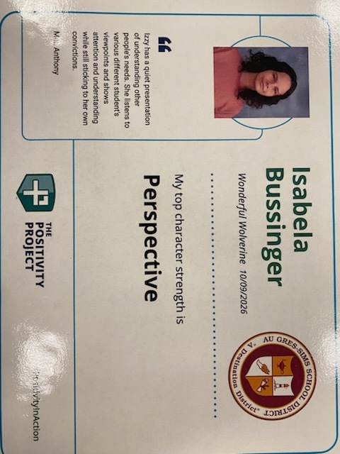 12th Grade: Isabela Bussinger - Nominated by Mrs. Anthony
