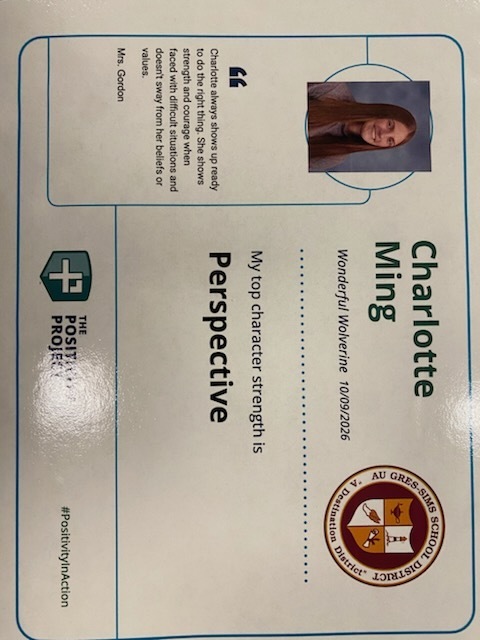 11th Grade: Charlotte Ming - Nominated by Mrs. Gordon