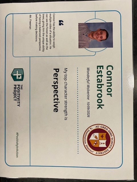 10th Grade: Connor Estabrook - Nominated by Mr. Freeman
