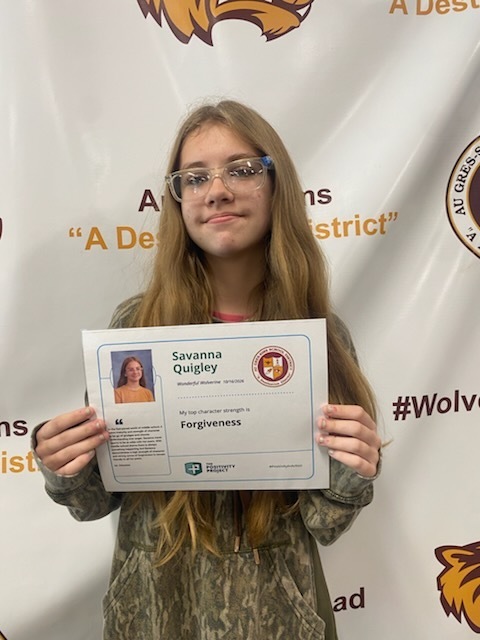 8th Grade: Savanna Quigley - Nominated by Mr. Dittenber